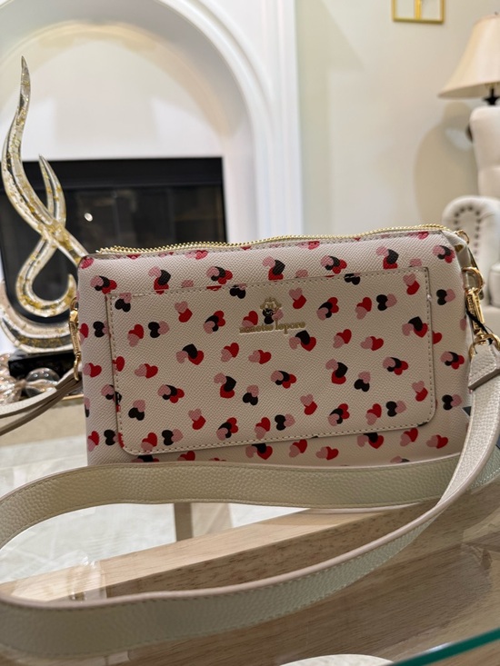 Nanette Lepore Handbags - Nanette Lepore Cream Heart-Print Crossbody with Red Pink Black Hearts